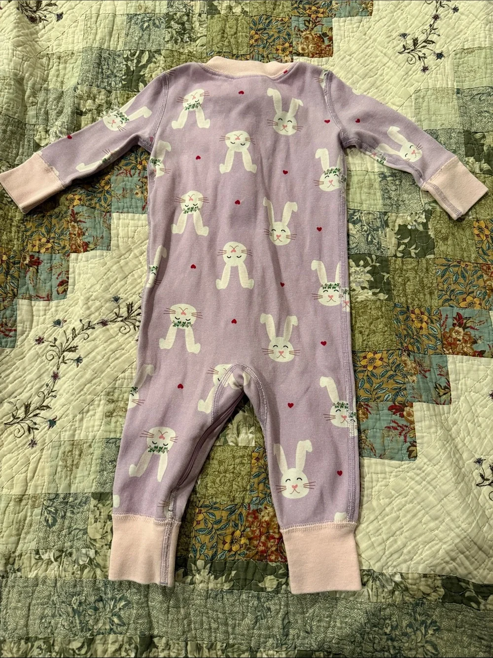 Hanna Andersson Lavender Bunny Zip One-Piece Footless